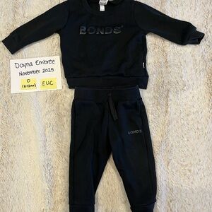 Bonds tech trackie Kids Black Sweatshirt and Pants Set